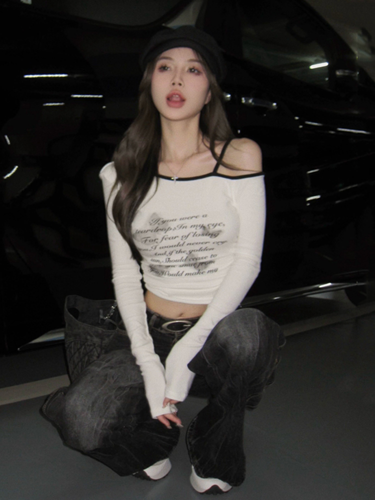 Y2K Long Sleeve Crop Top for Women, Sweet and Spicy K-Pop Jazz Dance T-Shirt, Trendy Casual Fashion Y2K Long Sleeve Crop Top for Women, Sweet and Spicy K-Pop Jazz Dance T-Shirt, Trendy Casual Fashion