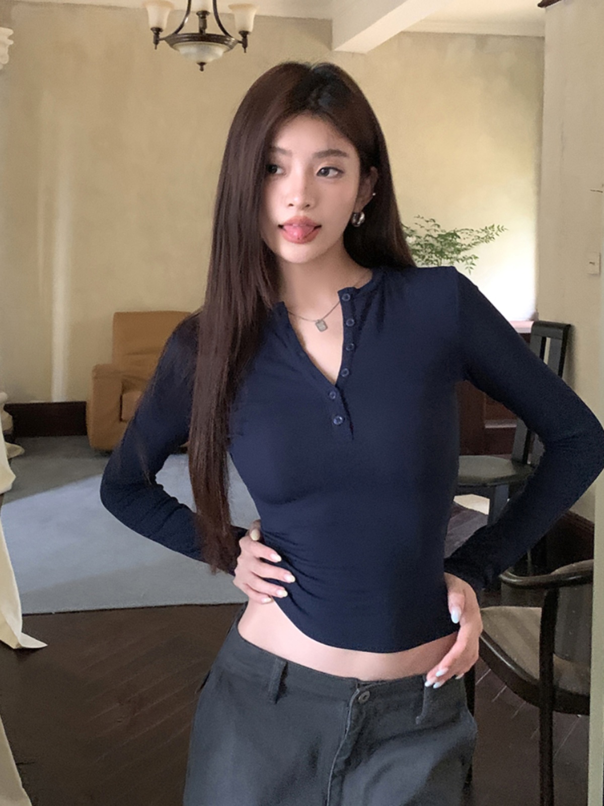 Y2K Long Sleeve Soft Smooth T-Shirt for Women, Spicy Girl K-Pop Slim Jazz Dance Top, Trendy Fashion Shirt Y2K Long Sleeve Soft Smooth T-Shirt for Women, Spicy Girl K-Pop Slim Jazz Dance Top, Trendy Fashion Shirt