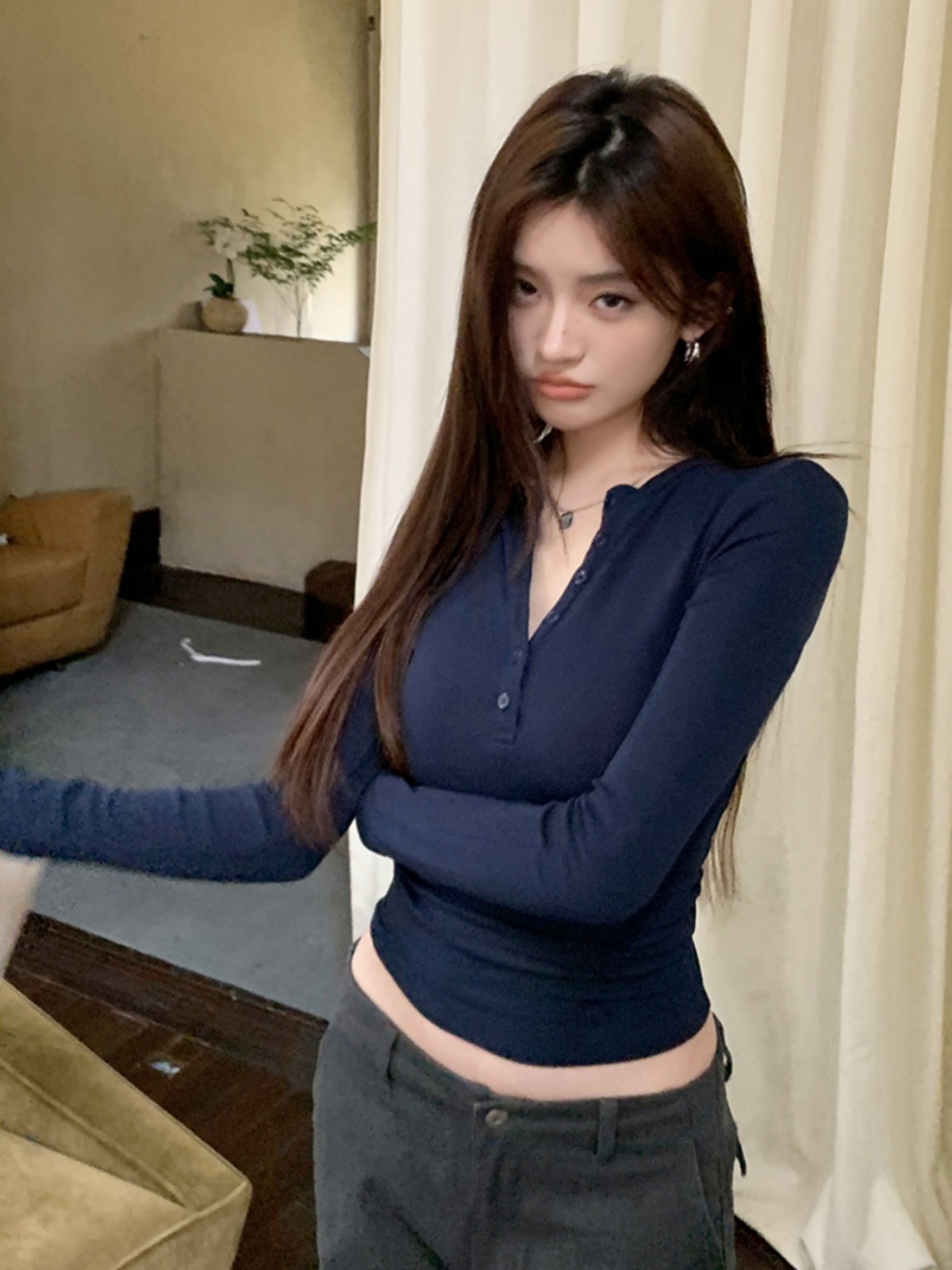 Y2K Long Sleeve Soft Smooth T-Shirt for Women, Spicy Girl K-Pop Slim Jazz Dance Top, Trendy Fashion Shirt Y2K Long Sleeve Soft Smooth T-Shirt for Women, Spicy Girl K-Pop Slim Jazz Dance Top, Trendy Fashion Shirt