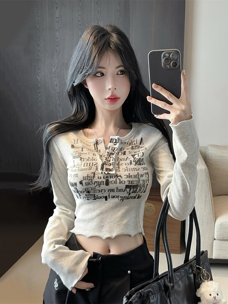 Y2K Long Sleeve T-Shirt for Women, American Jazz Dance Top, K-Pop Inspired Performance Outfit, Trendy Spicy Girl Style Y2K Long Sleeve T-Shirt for Women, American Jazz Dance Top, K-Pop Inspired Performance Outfit, Trendy Spicy Girl Style