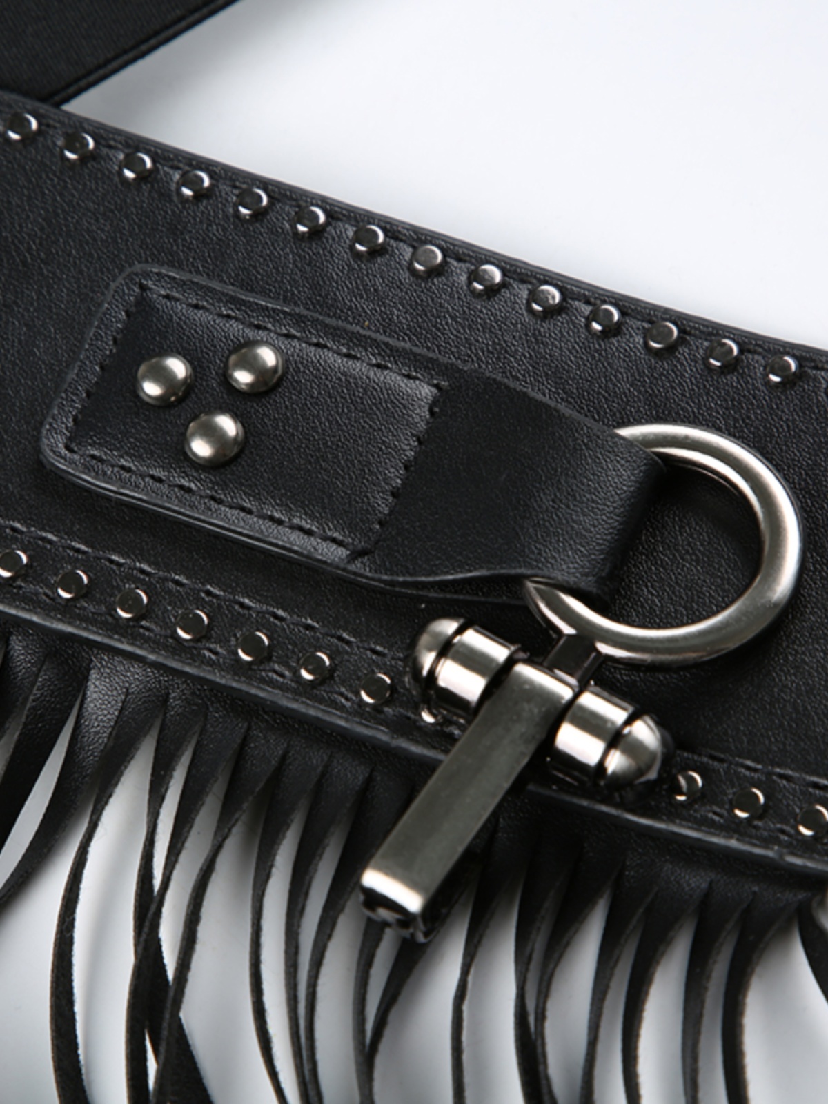 Y2K Millennial Spicy Girl PU Wide Waist Belt with Tassel Edge and Hanging Buckle - Hip-Hop Dance Accessory Trend Y2K Millennial Spicy Girl PU Wide Waist Belt with Tassel Edge and Hanging Buckle - Hip-Hop Dance Accessory Trend