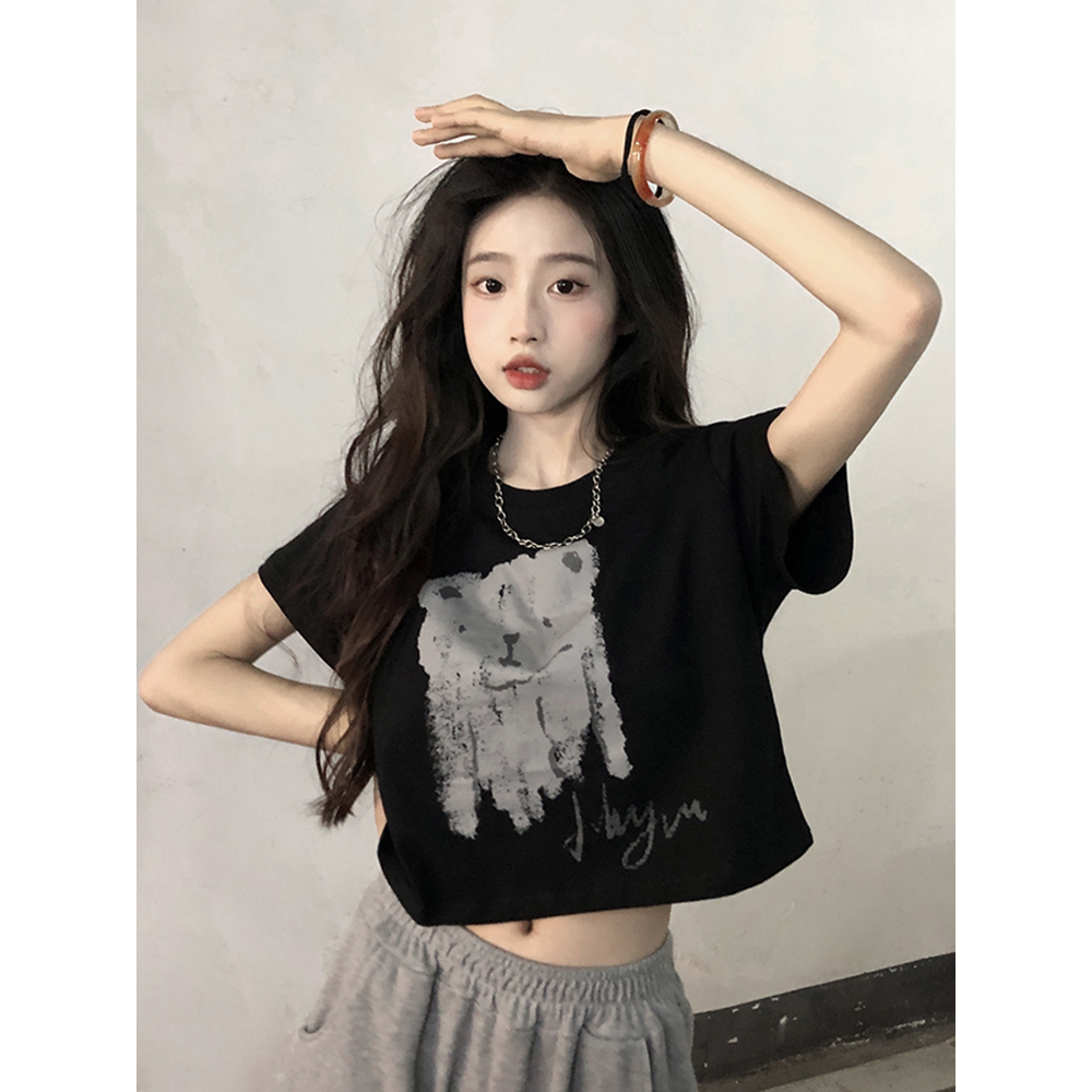 Y2K Short-Sleeved Jazz Dance Top for Women, Sweet and Spicy European American Style T-Shirt Y2K Short-Sleeved Jazz Dance Top for Women, Sweet and Spicy European American Style T-Shirt