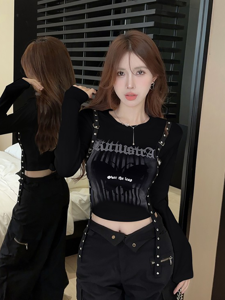Y2K Slim-Fit Long Sleeve T-Shirt Top for Women, Dopamine Jazz Dance Style, K-Pop Music Festival Outfit, European & American Fashion Y2K Slim-Fit Long Sleeve T-Shirt Top for Women, Dopamine Jazz Dance Style, K-Pop Music Festival Outfit, European & American Fashion