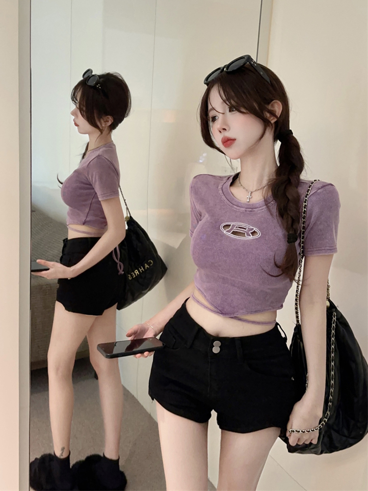 Y2K Slim Fit Short Sleeve Jazz Dance Top for Women - Sweet Cool Spicy Girl Design, Perfect for Dance and Casual Wear Y2K Slim Fit Short Sleeve Jazz Dance Top for Women - Sweet Cool Spicy Girl Design, Perfect for Dance and Casual Wear