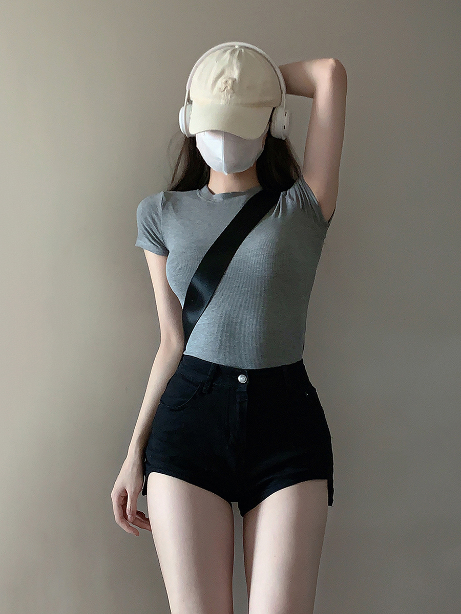 Y2K Slim-Fit Short Sleeve T-Shirt for Women, American Style Sweet and Spicy Jazz Dance Top, K-Pop Inspired Dance Outfit Y2K Slim-Fit Short Sleeve T-Shirt for Women, American Style Sweet and Spicy Jazz Dance Top, K-Pop Inspired Dance Outfit