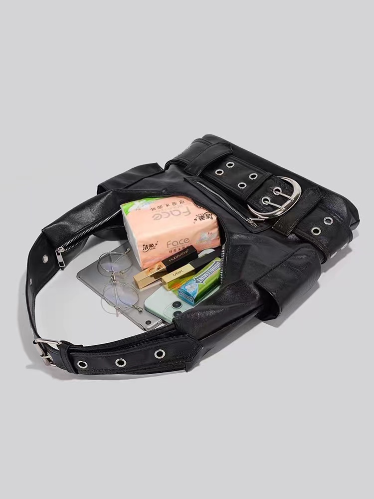 Y2K Spicy Girl Style Large Capacity Motorcycle Tote Bag - Versatile Commuting Shoulder Underarm Bag for Daily Use Y2K Spicy Girl Style Large Capacity Motorcycle Tote Bag - Versatile Commuting Shoulder Underarm Bag for Daily Use