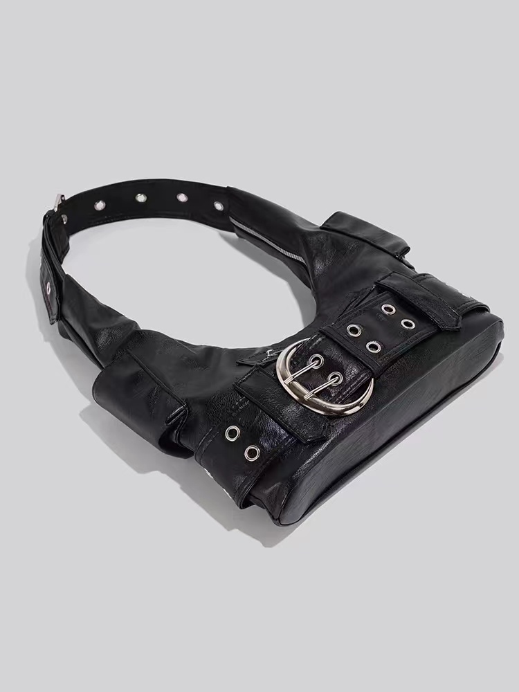 Y2K Spicy Girl Style Large Capacity Motorcycle Tote Bag - Versatile Commuting Shoulder Underarm Bag for Daily Use Y2K Spicy Girl Style Large Capacity Motorcycle Tote Bag - Versatile Commuting Shoulder Underarm Bag for Daily Use