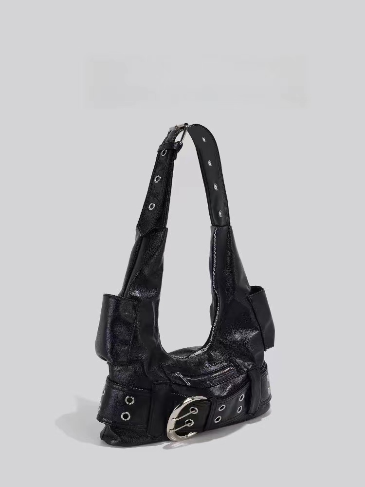 Y2K Spicy Girl Style Large Capacity Motorcycle Tote Bag - Versatile Commuting Shoulder Underarm Bag for Daily Use Y2K Spicy Girl Style Large Capacity Motorcycle Tote Bag - Versatile Commuting Shoulder Underarm Bag for Daily Use