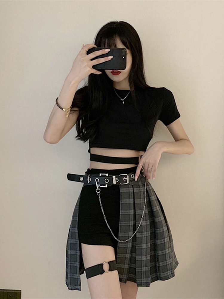 Y2K Spicy Girl Tactical Plaid Skirt for Jazz Dance - Short Stage Performance Costume in Group Style Y2K Spicy Girl Tactical Plaid Skirt for Jazz Dance - Short Stage Performance Costume in Group Style