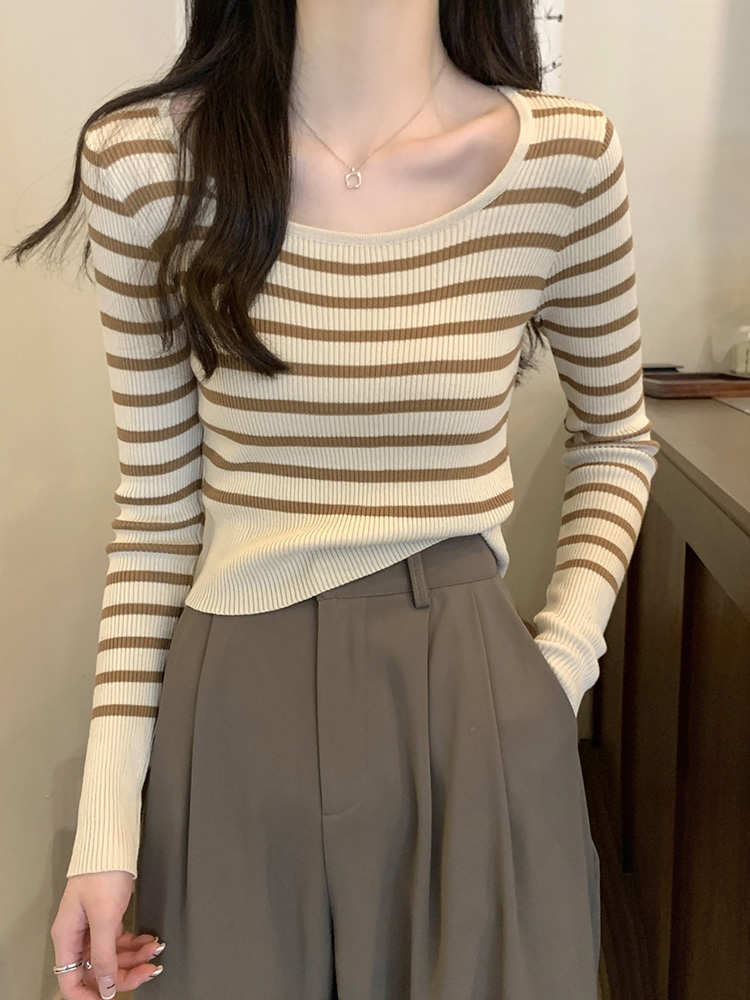 Y2K Striped Crop Top Women's Jazz Dance Outfit - Trendy K-Pop Style Knitwear for Hot Girl Looks Y2K Striped Crop Top Women's Jazz Dance Outfit - Trendy K-Pop Style Knitwear for Hot Girl Looks