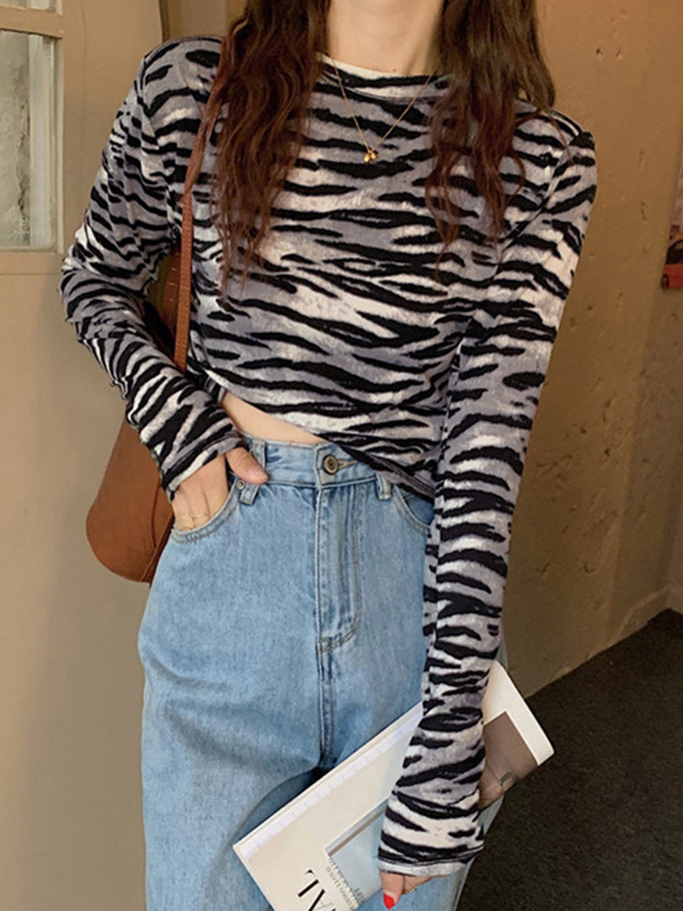 Y2K Striped Long Sleeve T-Shirt for Women, Short Style, K-Pop Inspired, Jazz Dance Top, Wasteland Fashion Y2K Striped Long Sleeve T-Shirt for Women, Short Style, K-Pop Inspired, Jazz Dance Top, Wasteland Fashion