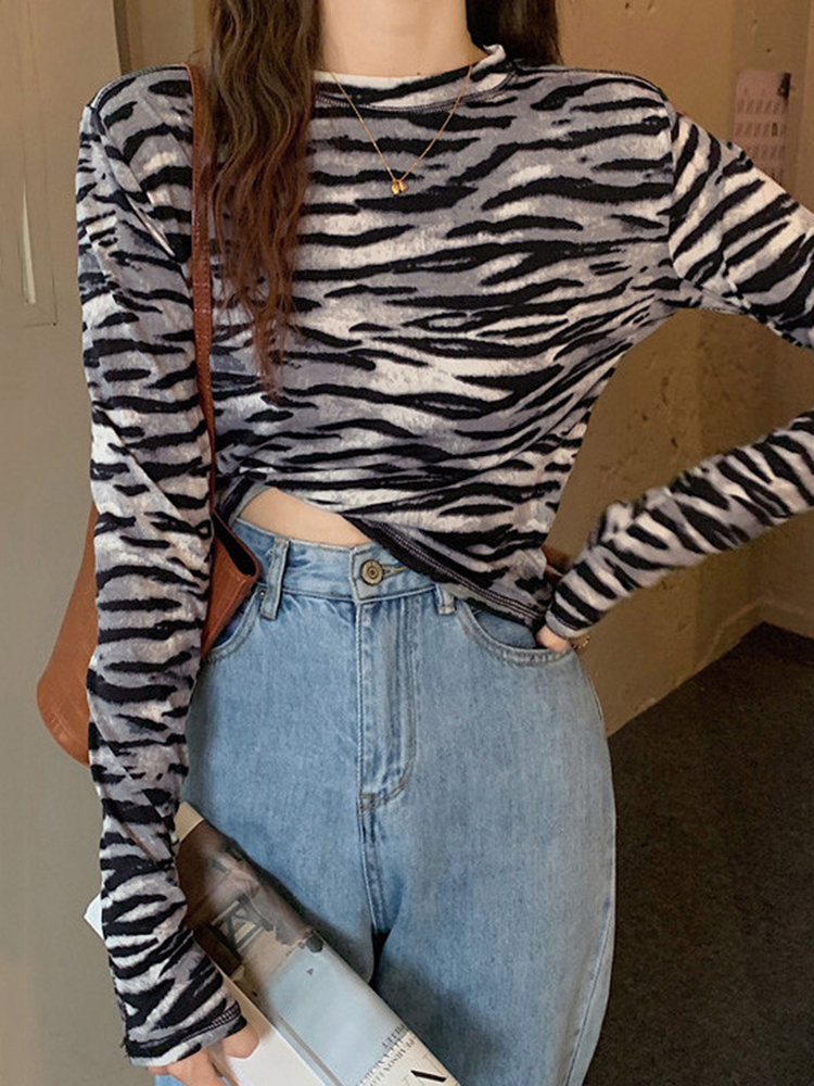 Y2K Striped Long Sleeve T-Shirt for Women, Short Style, K-Pop Inspired, Jazz Dance Top, Wasteland Fashion Y2K Striped Long Sleeve T-Shirt for Women, Short Style, K-Pop Inspired, Jazz Dance Top, Wasteland Fashion