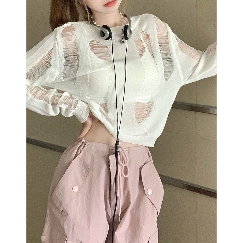 Y2K Style Sweet and Spicy Jazz Dance Top for Women, K-Pop Inspired Short Long Sleeve Knitted Cardigan Y2K Style Sweet and Spicy Jazz Dance Top for Women, K-Pop Inspired Short Long Sleeve Knitted Cardigan
