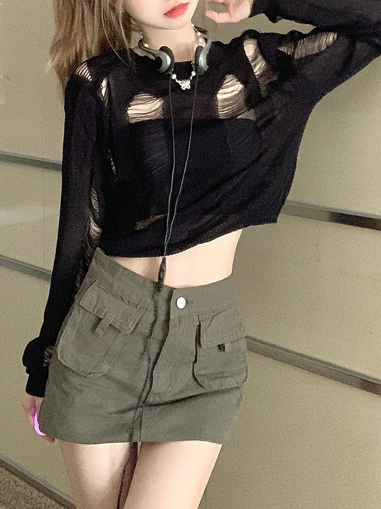 Y2K Style Sweet and Spicy Jazz Dance Top for Women, K-Pop Inspired Short Long Sleeve Knitted Cardigan Y2K Style Sweet and Spicy Jazz Dance Top for Women, K-Pop Inspired Short Long Sleeve Knitted Cardigan