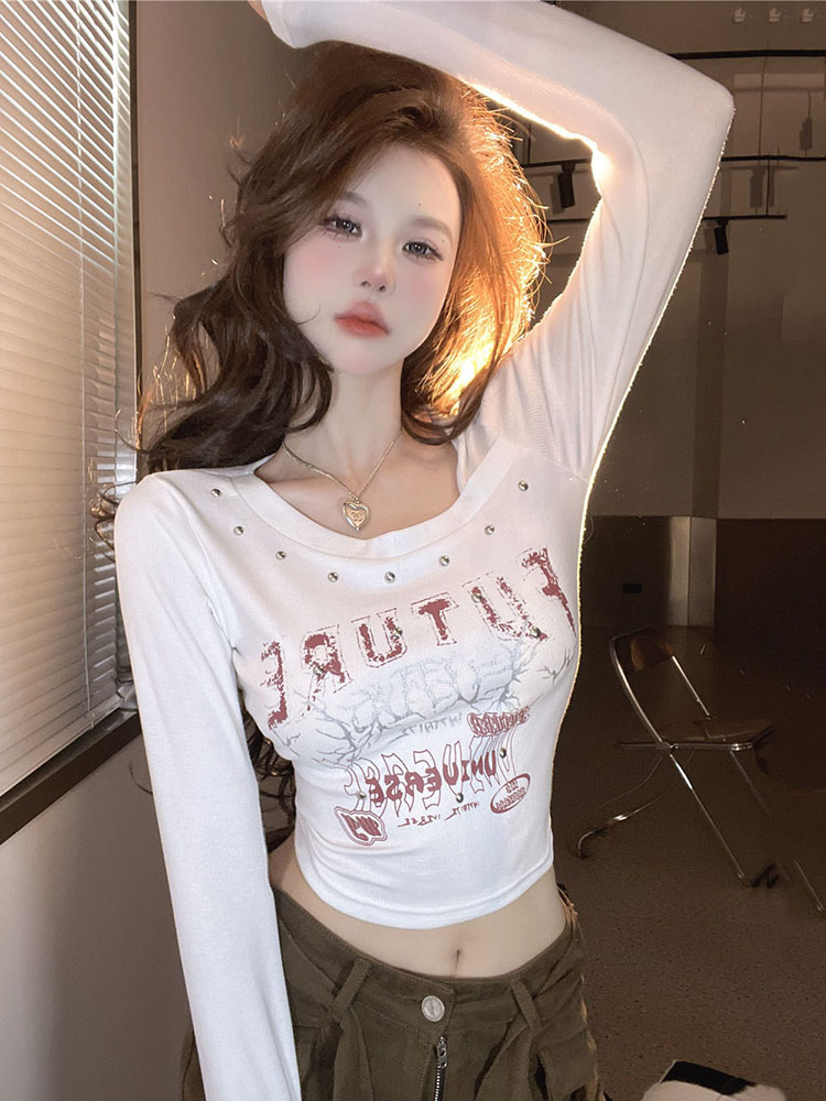 Y2K Sweet and Spicy Long-Sleeve Jazz Dance Top for Women, K-Pop Music Festival Outfit, Trendy Dancewear Y2K Sweet and Spicy Long-Sleeve Jazz Dance Top for Women, K-Pop Music Festival Outfit, Trendy Dancewear