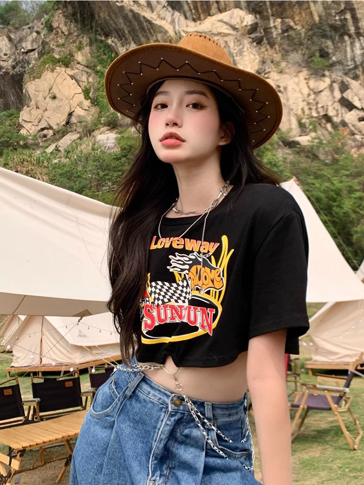 Y2K Sweet & Spicy Jazz Dance Top for Women - Short K-Pop Style T-Shirt for Music Festivals and Dance Events Y2K Sweet & Spicy Jazz Dance Top for Women - Short K-Pop Style T-Shirt for Music Festivals and Dance Events