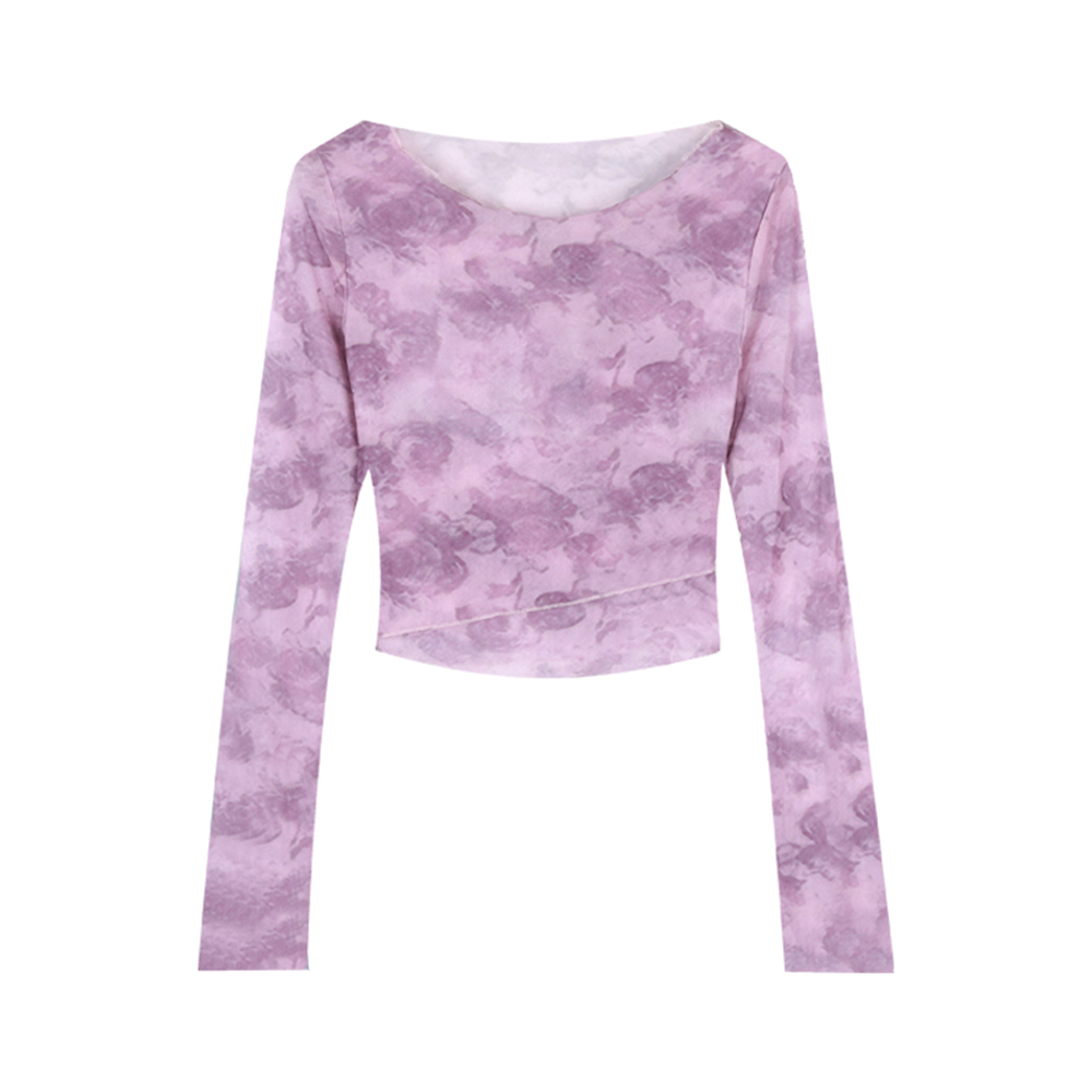 Y2K Tie-Dye Mesh Jazz Dance Top for Women, Sweet and Spicy Short Fitted T-Shirt Y2K Tie-Dye Mesh Jazz Dance Top for Women, Sweet and Spicy Short Fitted T-Shirt