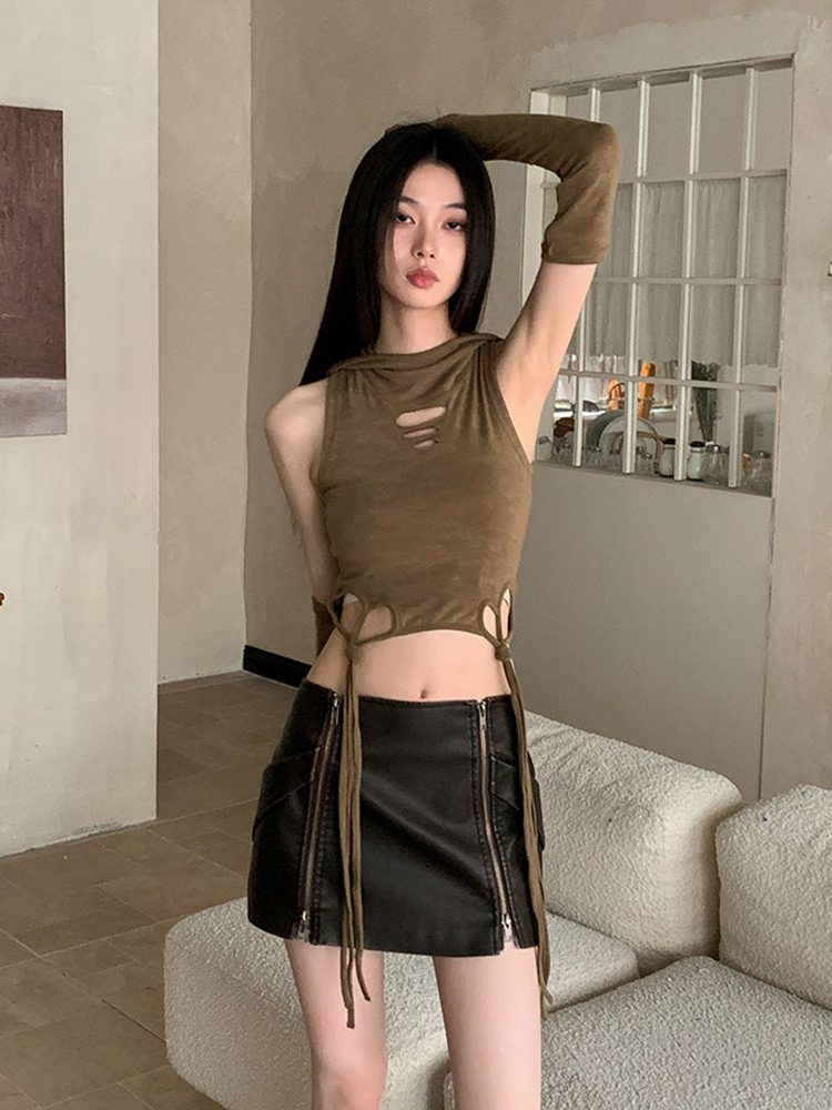 Y2K Wasteland Style Abby Jazz Dance Top for Women - Hooded Sleeve Music Festival K-Pop Outfit Y2K Wasteland Style Abby Jazz Dance Top for Women - Hooded Sleeve Music Festival K-Pop Outfit