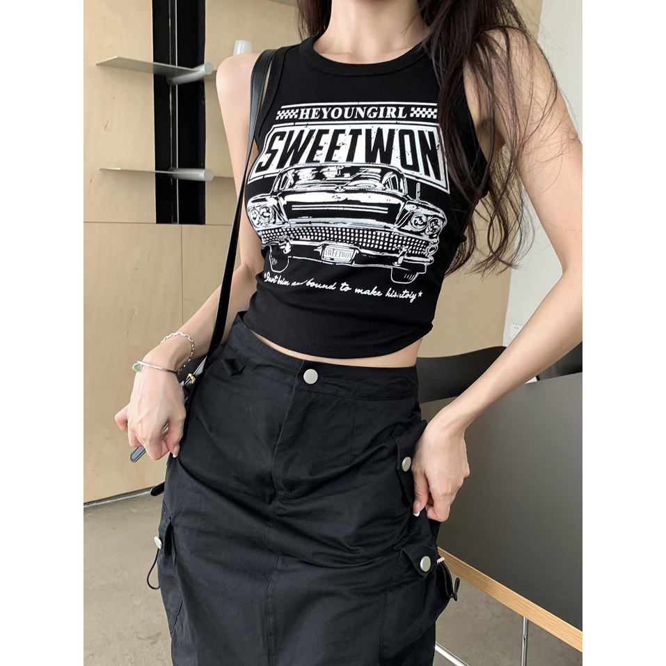 Y2K Wasteland Style Jazz Dance Vest for Girls - Trendy Performance Outfit with Unique Design Elements