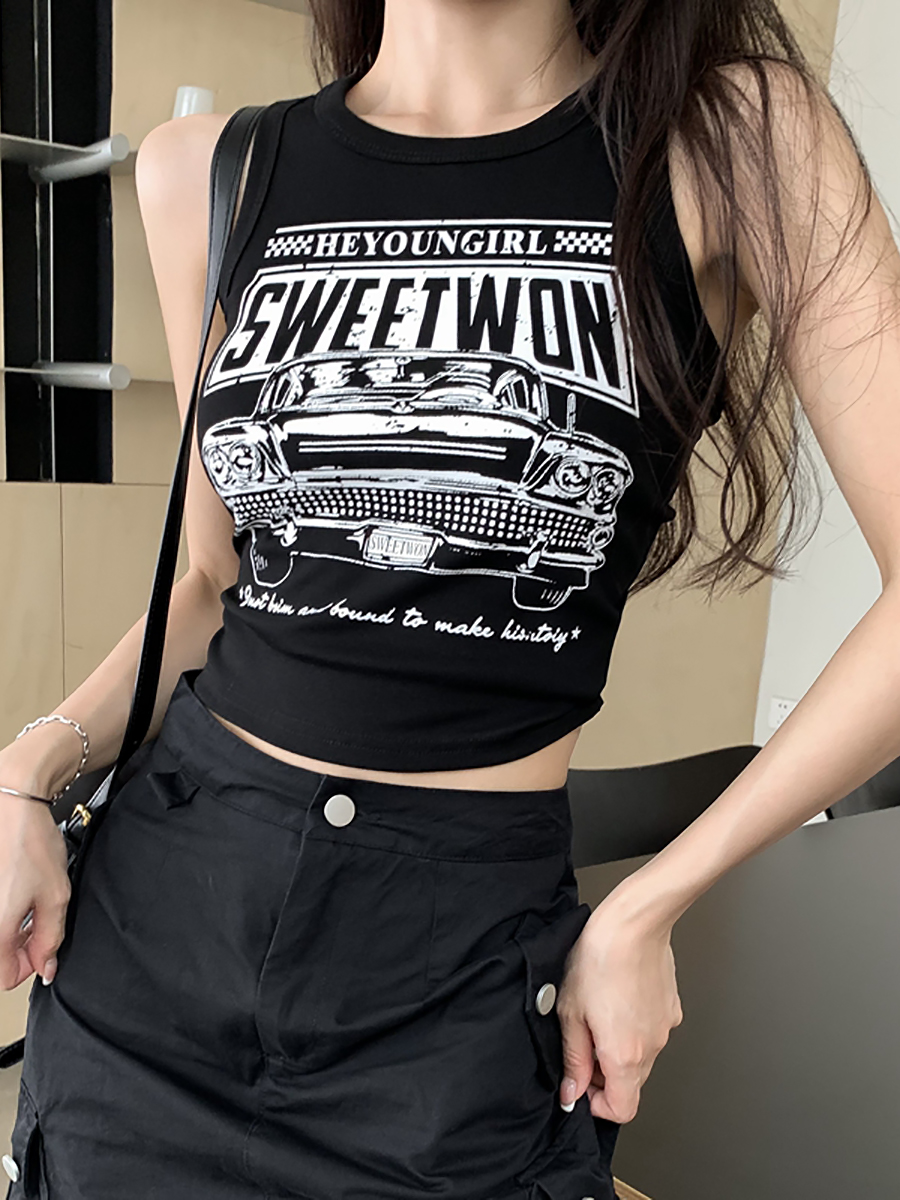 Y2K Wasteland Style Jazz Dance Vest for Girls - Trendy Performance Outfit with Unique Design Elements