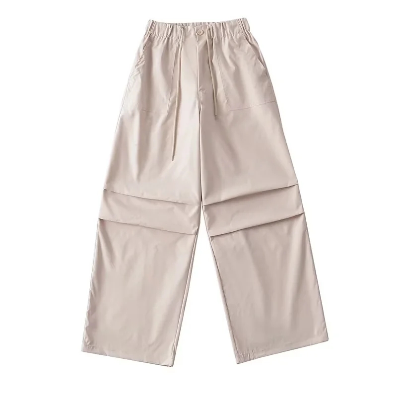 Y2K White Cargo Pants for Women - Trendy Tapered Sports Pants for Autumn Jazz Dance and Hip-Hop Style Y2K White Cargo Pants for Women - Trendy Tapered Sports Pants for Autumn Jazz Dance and Hip-Hop Style