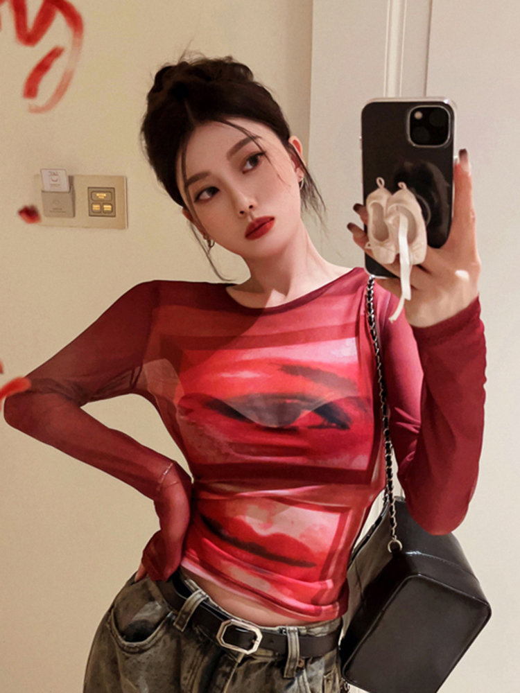 Y2K Women's Slim-Fit Long Sleeve Pullover Top, Sweet and Spicy Abbi Jazz Dance K-Pop Style, European and American Fashion Y2K Women's Slim-Fit Long Sleeve Pullover Top, Sweet and Spicy Abbi Jazz Dance K-Pop Style, European and American Fashion