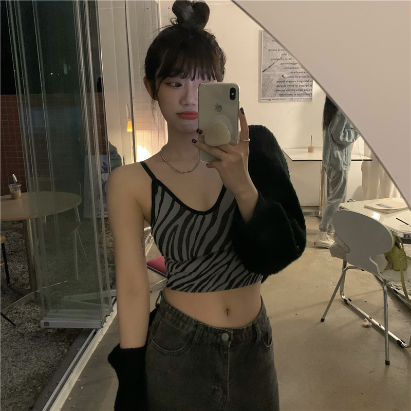 Zebra Print Camisole with Chest Pads, Sexy Back Jazz Dance Vest for Women, European and American Style Top Zebra Print Camisole with Chest Pads, Sexy Back Jazz Dance Vest for Women, European and American Style Top