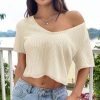 Simple Sexy V-neck Spicy Girl Design Short Crop Top