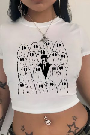 Sexy Black Chic Crop-Top Short-Sleeve T-Shirt For Women