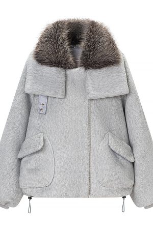 Fashionable Casual Pocket Decoration Woolen Coat