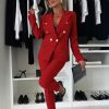 Casual Blazer Suit and Zip-up Trousers: Stylish Two Piece Outfits for Women