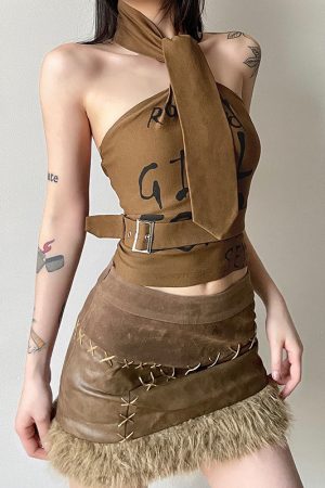 Womens Stylish Fitted Halter Top With A Tie-neck And Open Back