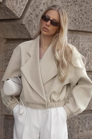 Commuter Wool Coat With A Blazer Collar For Women