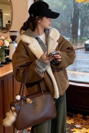 Winter Loose-fitting Versatile Fleece-lined Thickened And Warm Leather-and-fur Piece