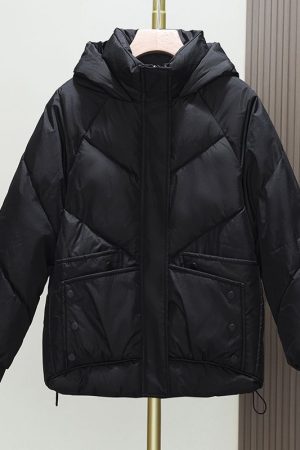 Womens Loose Padded Short Hooded Bread-Style Cotton Jacket