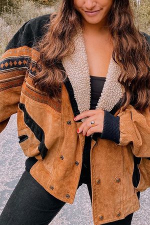 Winter Digital-Print Outdoor Casual Fleece-Lined Thermal Cotton Jacket