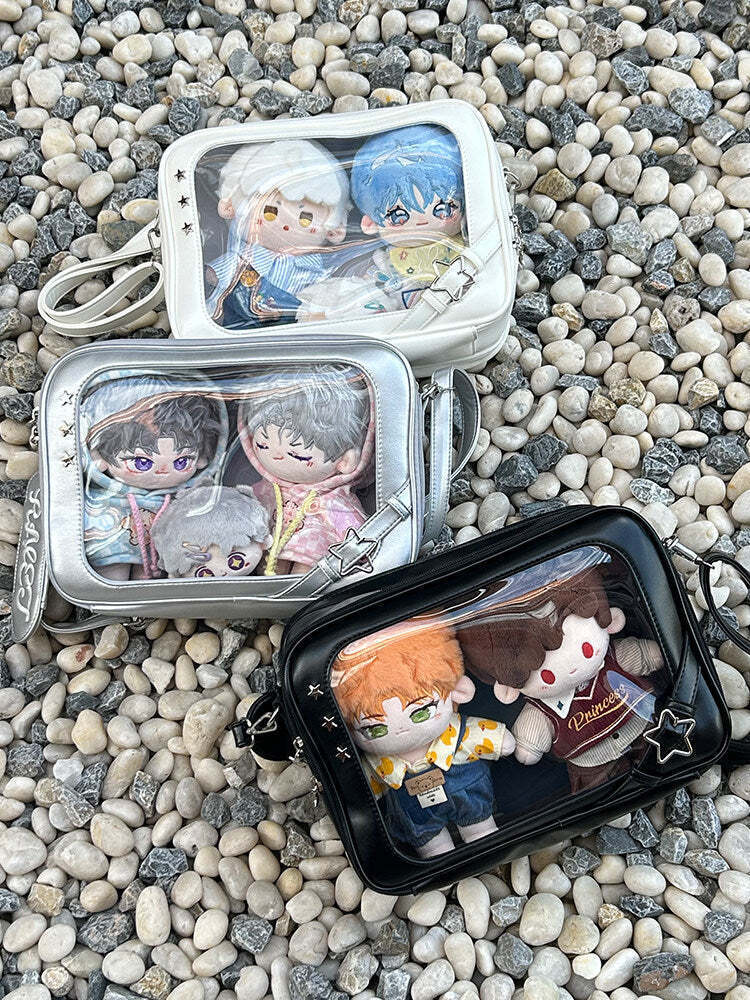 20cm Plush Doll Ita Crossbody Bag with Clear Window for Plushies and Pins