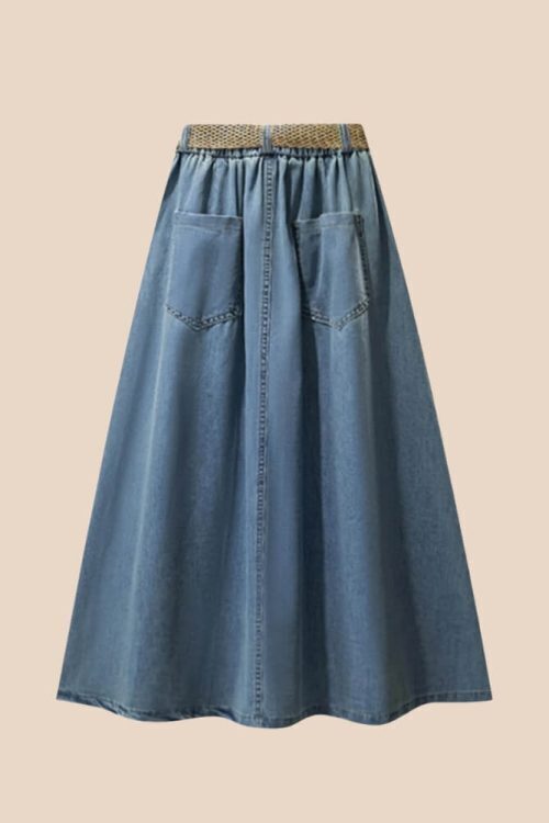 A-Line Button Denim Skirt