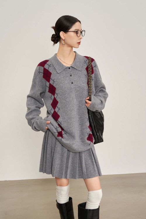 Argyle Knit Tops / Knit Mini Skirt