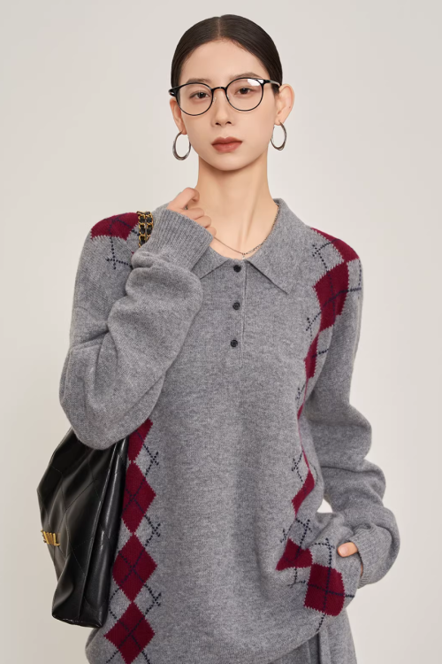 Argyle Knit Tops / Knit Mini Skirt
