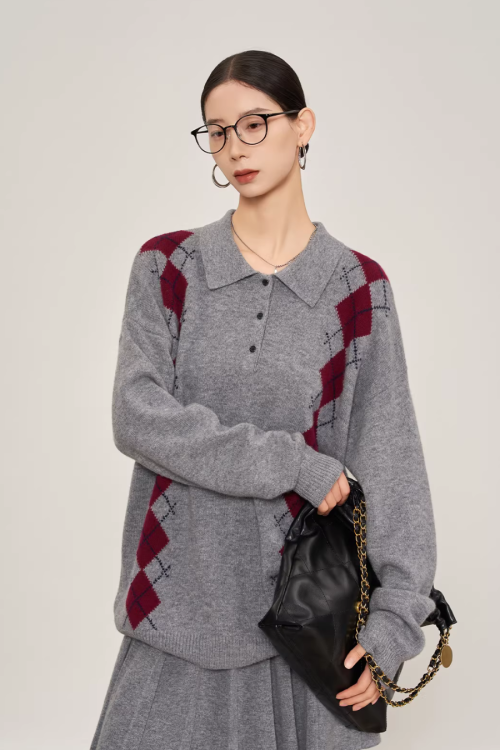 Argyle Knit Tops / Knit Mini Skirt