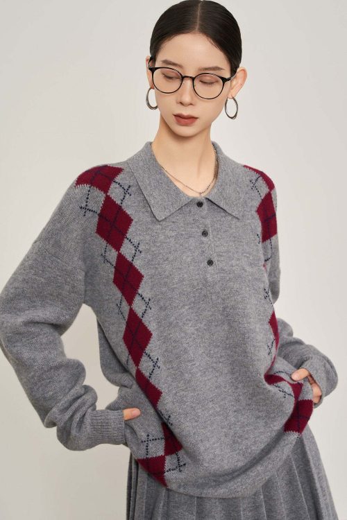 Argyle Knit Tops / Knit Mini Skirt