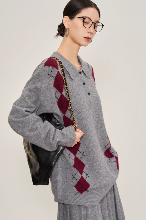 Argyle Knit Tops / Knit Mini Skirt