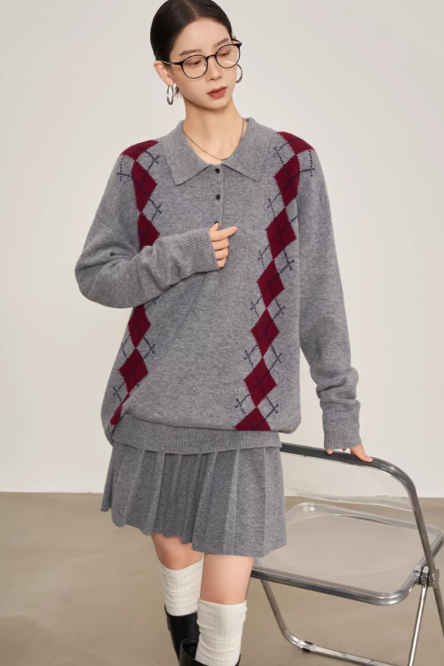 Argyle Knit Tops / Knit Mini Skirt