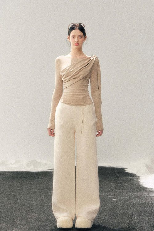Asymmetric Drape Long Sleeve Top