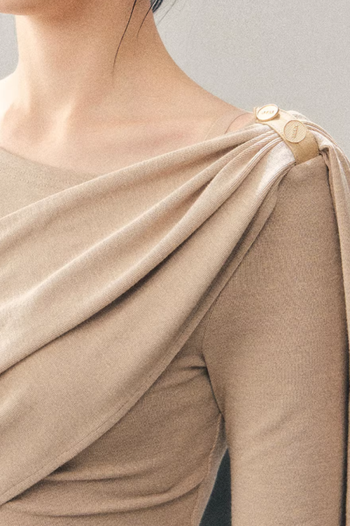 Asymmetric Drape Long Sleeve Top