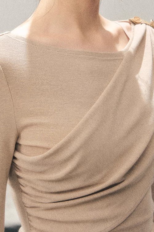 Asymmetric Drape Long Sleeve Top