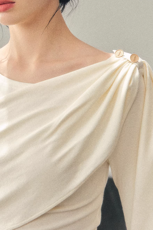Asymmetric Drape Long Sleeve Top