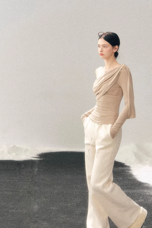 Asymmetric Drape Long Sleeve Top