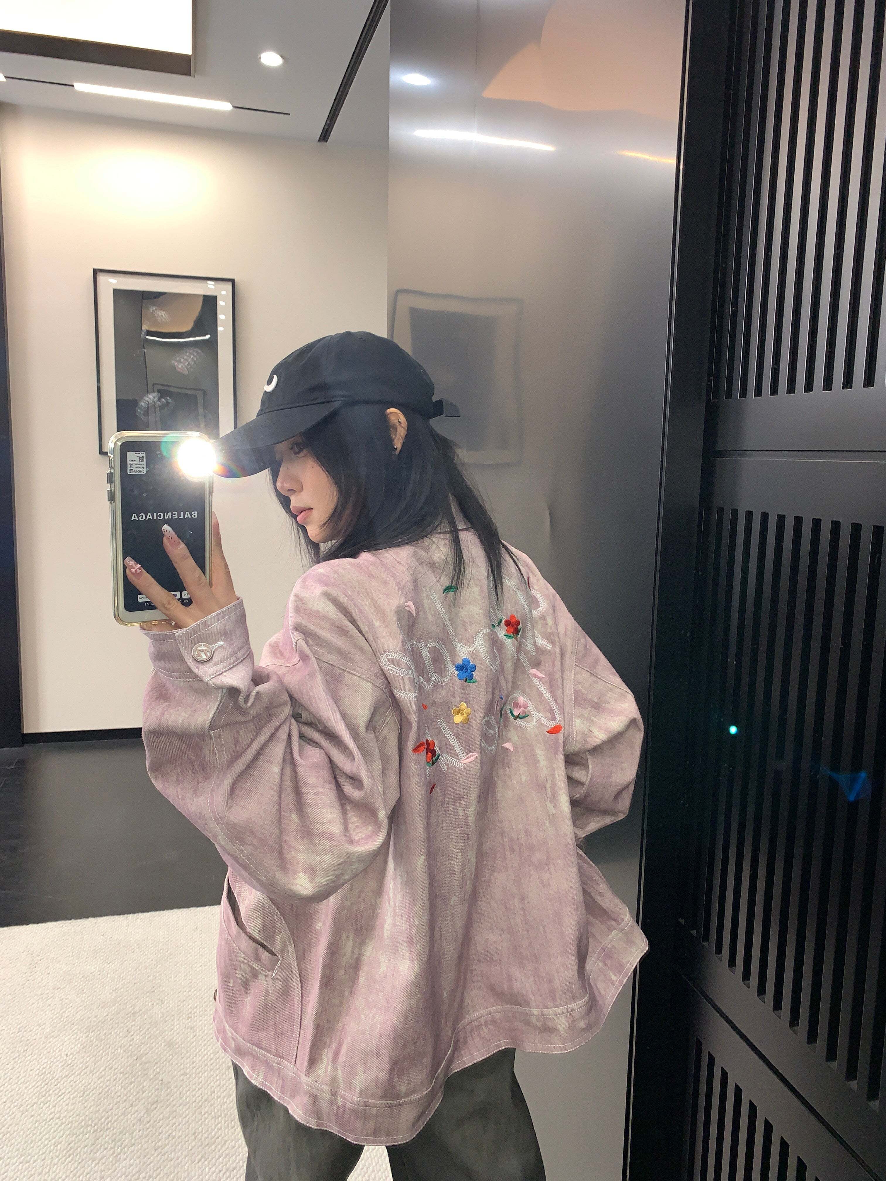 Back Logo Pink Denim Jacket